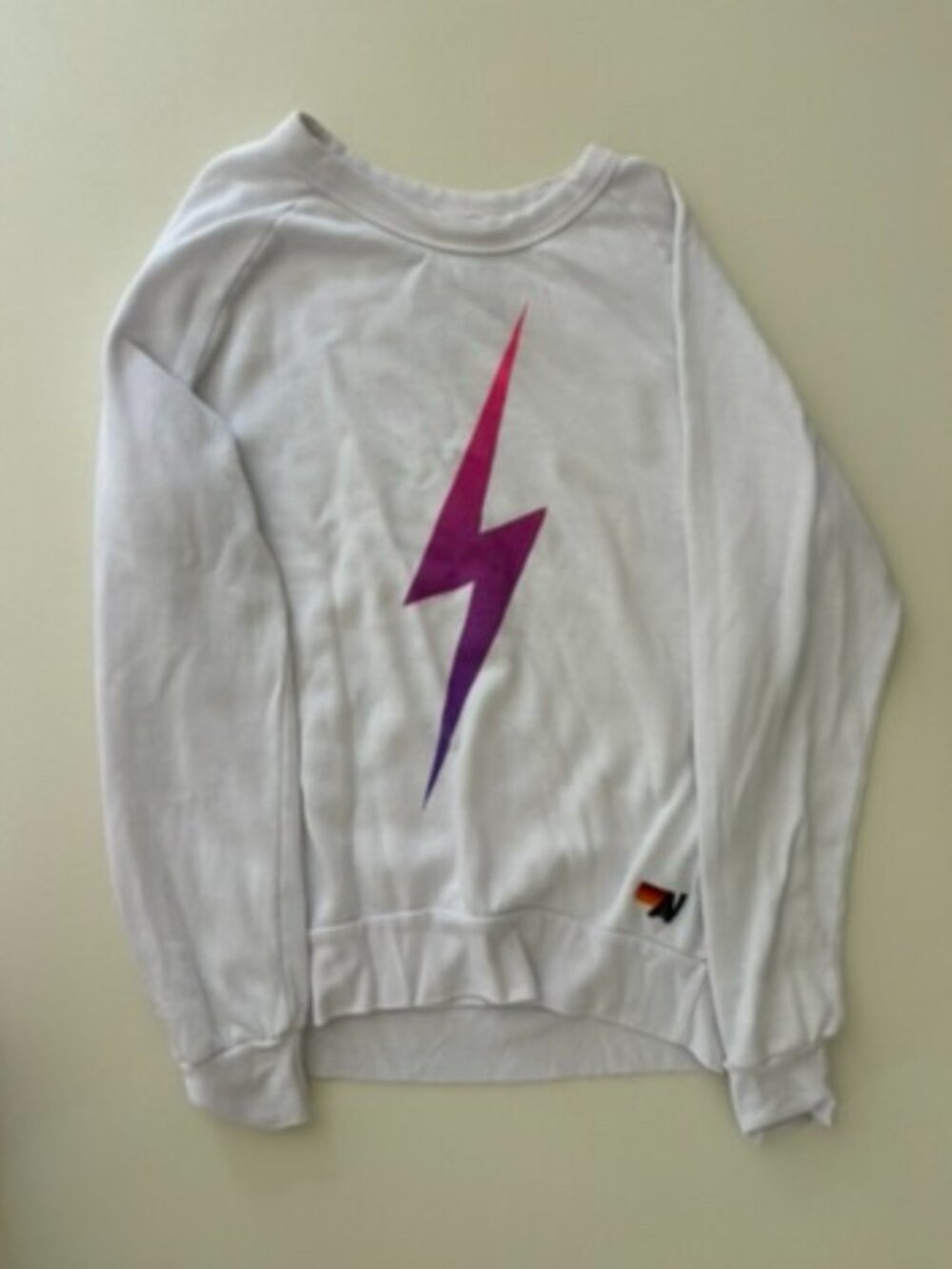 Aviator Nation Bolt Fade White Pink Purple Sweatshirt S